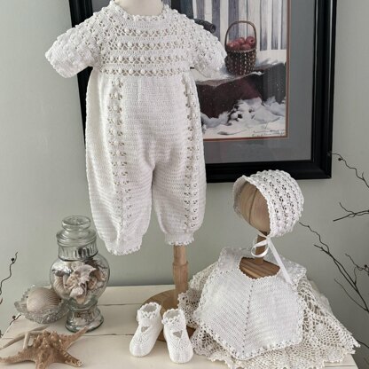 Baby Boy Christening Set Popcorn Stitch