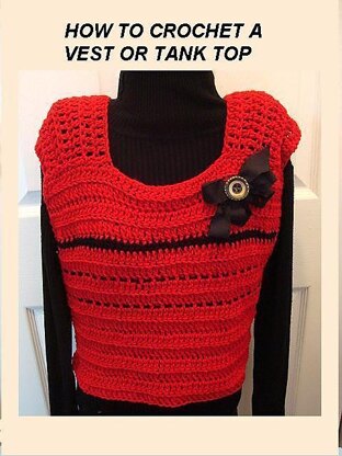 715 red crochet vest, baby to adult plus size