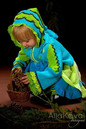 Whimsical Forest. Owl Hand knitted jacket with crochet details