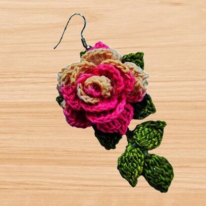 Crochet 3 d flower earrings