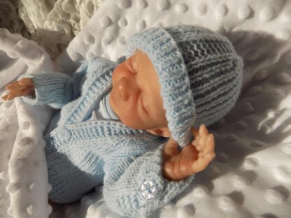 Premature Baby Ribbed Cardi and Hat