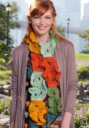 Frilly Motif Scarf in Red Heart Super Saver Economy Solids - LW2868