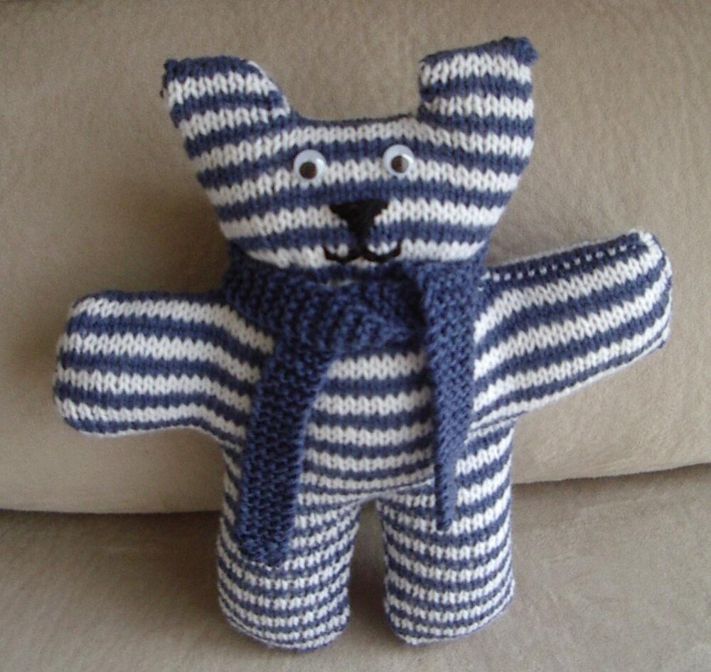 Teagan Easy striped teddy bear Knitting pattern by Jennifer Lee