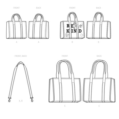 Simplicity Tote Bag in Three Sizes S9618 - Sewing Pattern