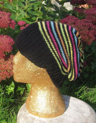 Silk Stripey Peak Slouch Hat