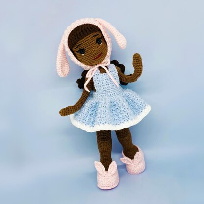 Crochet doll pattern, amigurumi doll pattern, crochet doll clothes pattern, Bunny Doll