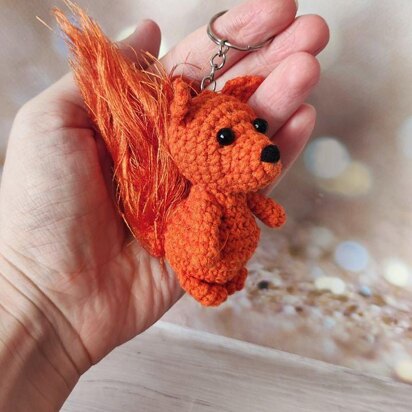 Mini red Squirrel keychain amigurumi