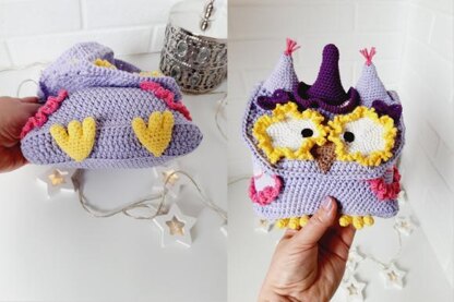 PDF crochet baby owl shoulder bag, owl purse pattern