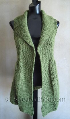 #111 Long Lace Shawl-Collared Vest