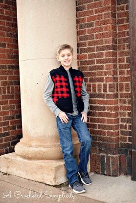 Kids Plaid  Zipper Front Vest