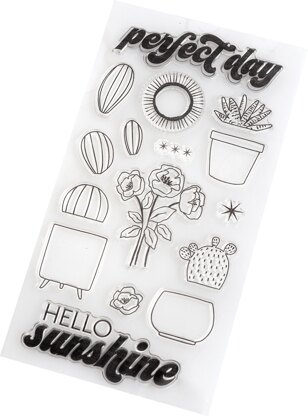American Crafts Dear Lizzy Here & Now Acrylic Stamps 16/Pkg - 620453