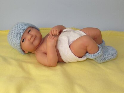 Just For Preemies - Premature Baby Simple 4 Ply Beanie and Booties Set