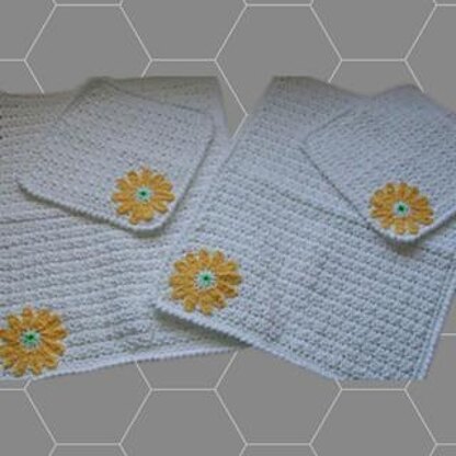 Flower Dish cloth and towel set
