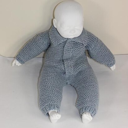 Baby Aran Simple Garter Stitch  Collar Onesie