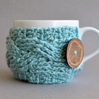 Crochet Cabled Cup Cozy, Coffee Cozy