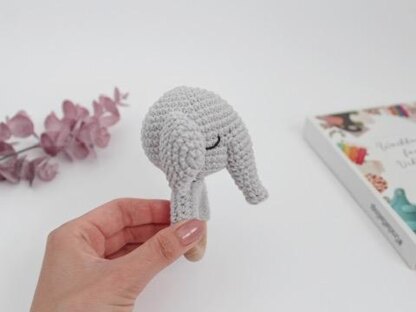 Elephant crochet pattern baby rattle Amigurumi baby teether toy