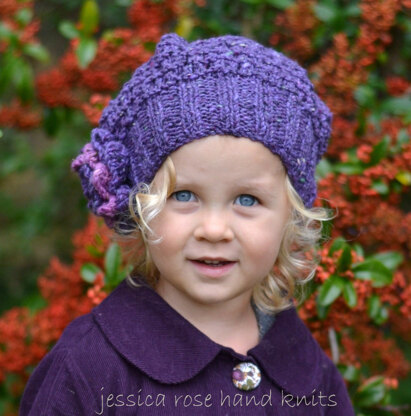 Damson Tweed hat in Debbie Bliss Donegal Luxury Aran Tweed