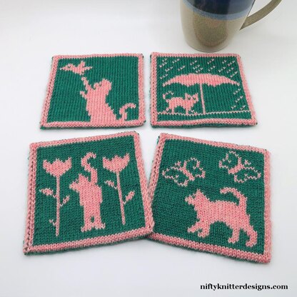 Cats in Spring Coasters
