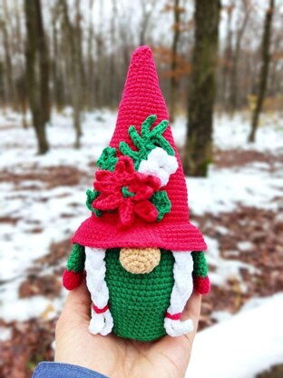 Christmas gnome girl, Crochet gnome amigurumi pattern, gnome santa, Crochet PDF pattern (English_US terms)