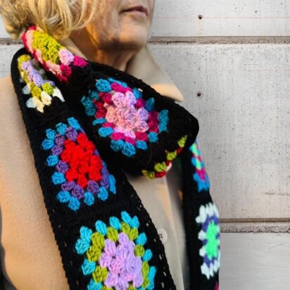 Granny Square Crochet Scarf