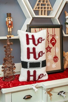 Ho Ho Ho Crochet Pillow Cover