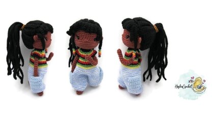 Doll crochet pattern tutorial "Rastafairy"doll