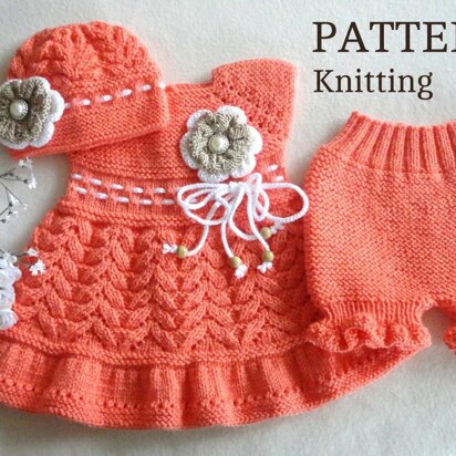 Baby Dress Knitted Diaper Cover Baby Hat PATTERN