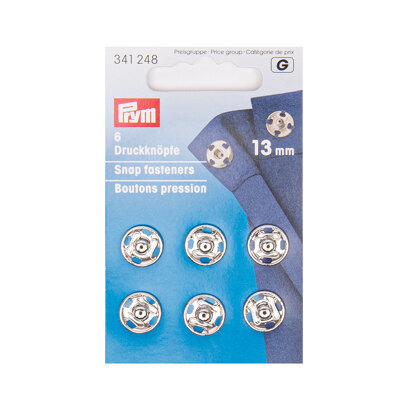 Prym Sew-On Snap Fasteners 13 mm Silver Colour