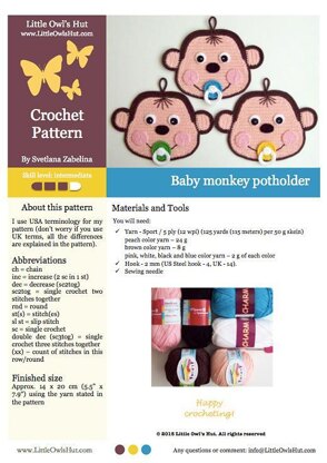 079 Baby monkey potholder