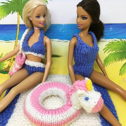 Barbie: swimwear, towel, bag, unicorn rubber ring