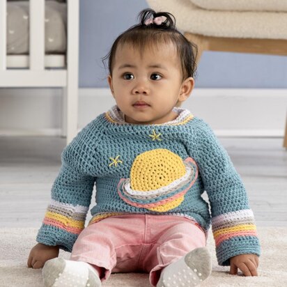 Crochet Saturn Baby Pullover in Bernat Bundle Up - Downloadable PDF