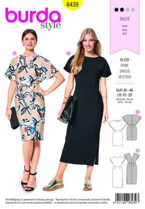 Burda Style Women's Back Interest Dresses B6439 - Paper Pattern, Size 10-20