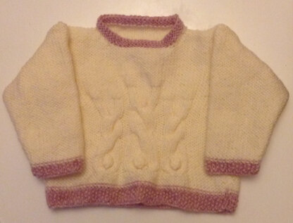 Cabled bunny rabbit baby sweater