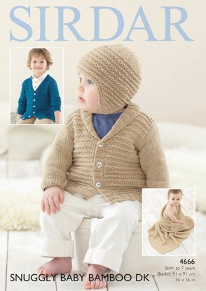 Cardigans, Hat and Blanket in Sirdar Snuggly Baby Bamboo DK - 4666- Downloadable PDF