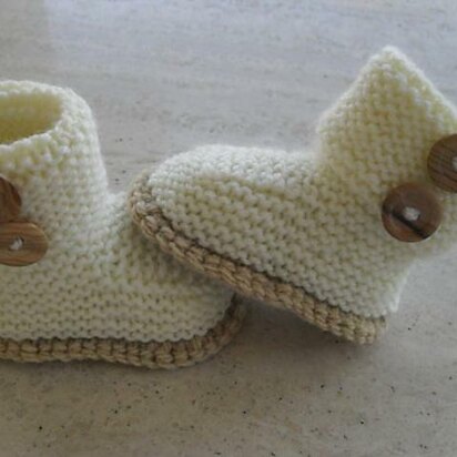 Baby Cream  And Tan Booties Knitting Pattern