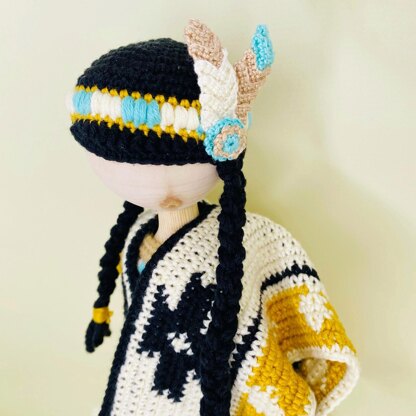 Native American doll outfit, Crochet doll clothes, amigurumi doll clothes