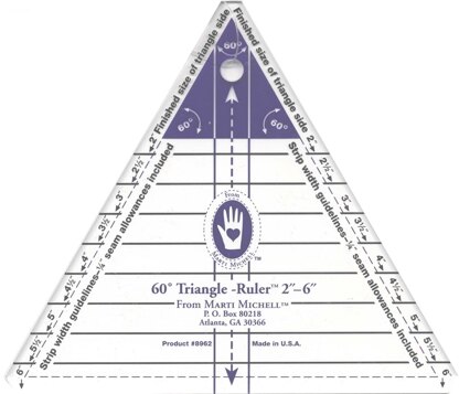 Marti Michell Ruler Small 60-degree Triangle 2in - 6in Quilting Template