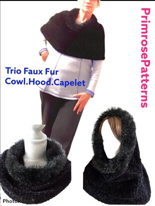 Trio Faux Fur - Cowl Hood Capelet