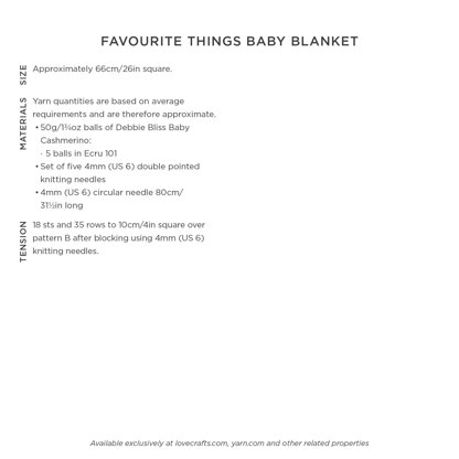 Debbie Bliss Favourite Things Baby Blanket PDF