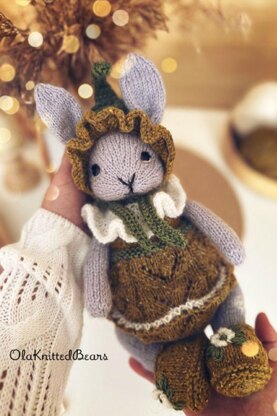 Knitting Toy Clothes Pattern - Snowdrop Outfit for Bunny