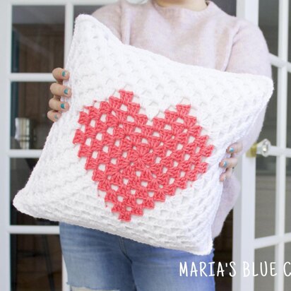 Granny Square Heart Pillow