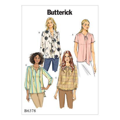 Butterick Misses' Gathered Tops and Tunics with Neck Ties B6378 - Sewing Pattern