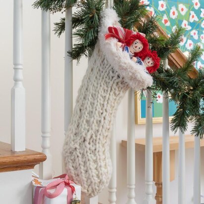 Broken Rib Stitch Christmas Stocking with Faux Fur Trim