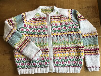 Fair isle girls cardigan