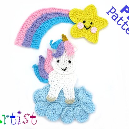 Unicorn crochet applique pattern