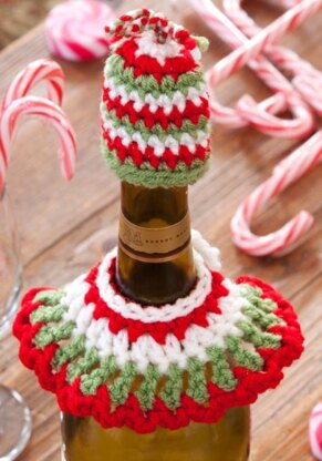 Festive Bottle Dressings in Red Heart Super Saver Economy Solids - LW2664