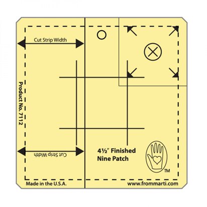 Marti Michell 4.5in Nine Patch Ruler Amber Acrylic Et Quilting Template