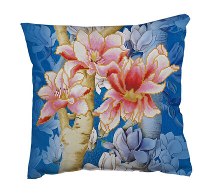 Diamond Dotz Magnolias on Blue Pillow Diamond Painting Kit