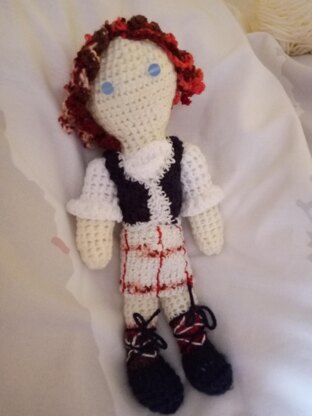 Tartan highland dance crochet doll