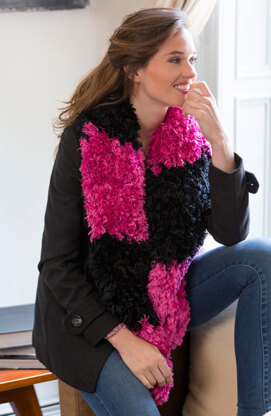 Duo Stripe Scarf in Red Heart Boutique Fur - LW4959 - Downloadable PDF